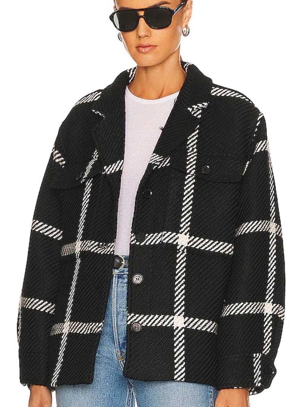 ANINE BING •  Flynn Jacket in Black white Check - small